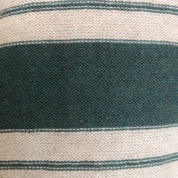 NWT Men's Sweater Cotton and Cashmere Blend- Light green and Ivory stripe I XL - Picture 10 of 13